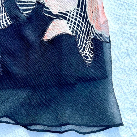 LINDA ALLARD for ELLEN TRACY SILK BLACK FLORAL SKIRT - Picture 4 of 13